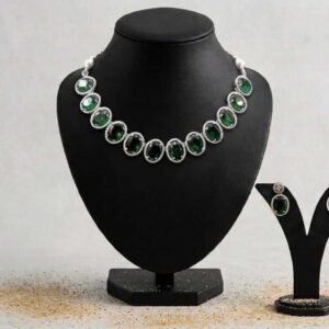Ad Necklace Set Silver Green
